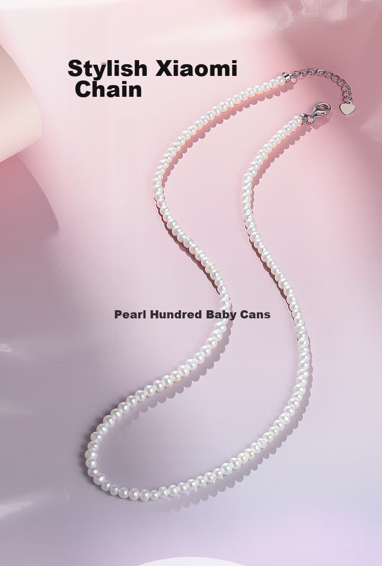 Жемчужное ожерелье PearlQueen S925 Silver, натуральный пресноводный жемчуг, 3-4 мм, мелкий рис, цепочка на ключицу, подарок на День святого Валентина для мамы