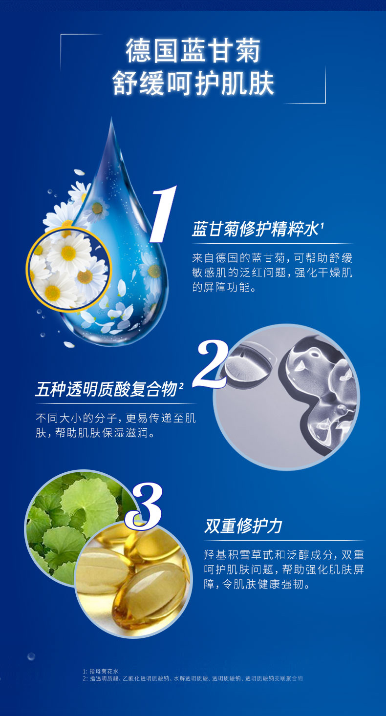梦妆（Mamonde）蓝甘菊舒缓修护套装(水150ml+面霜50ml) 护肤品化妆品爽肤水面霜 