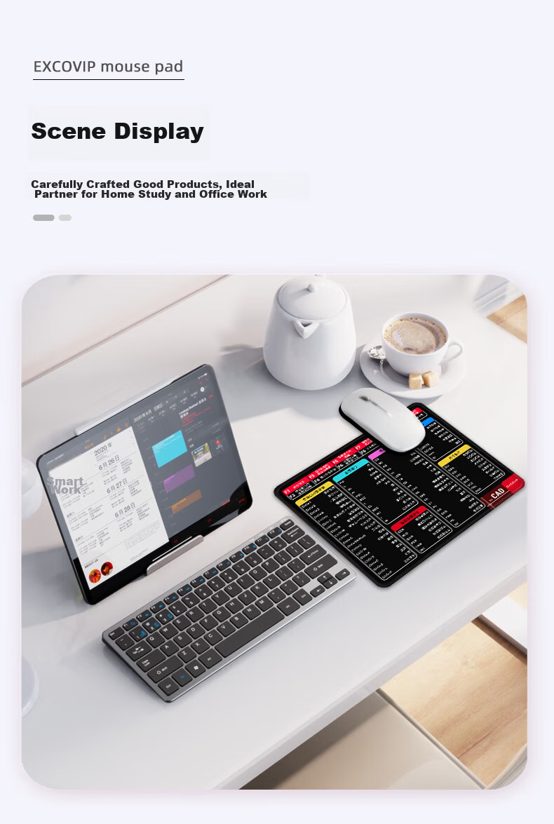 Коврик для мыши EXCO CAD Shortcut, для офиса и игр, 260x210x2 мм, черный