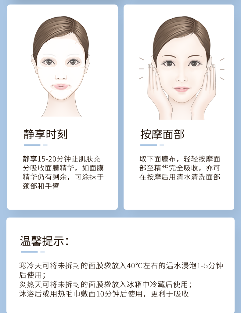 蝶芙兰玻尿酸保湿亮颜面膜贴5片/盒 学生补水保湿滋润女 盒装（5片）