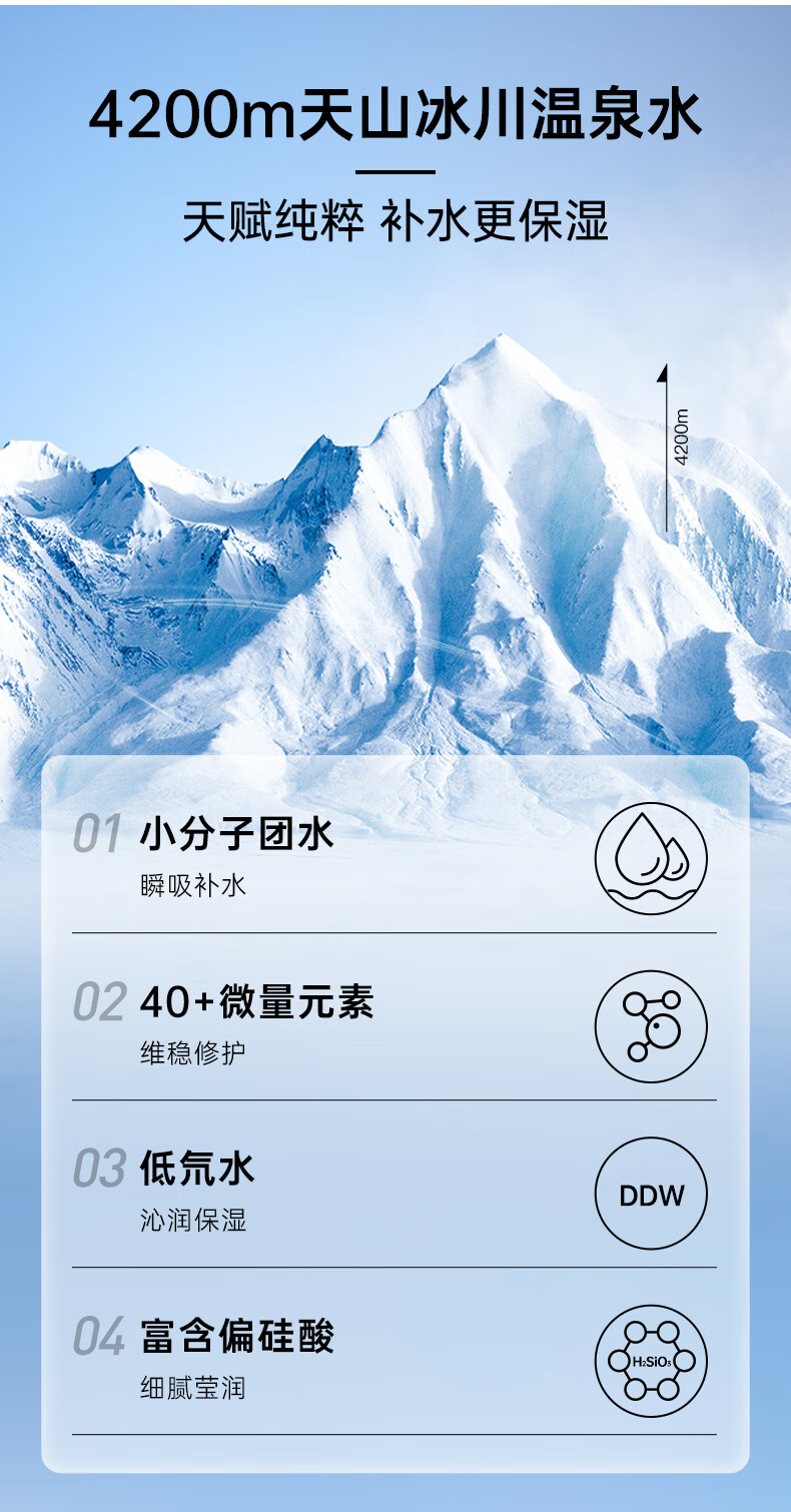 弥玥泉保湿补水喷雾450ml/组冰川温泉妆前面部舒缓定妆爽肤水男女通用