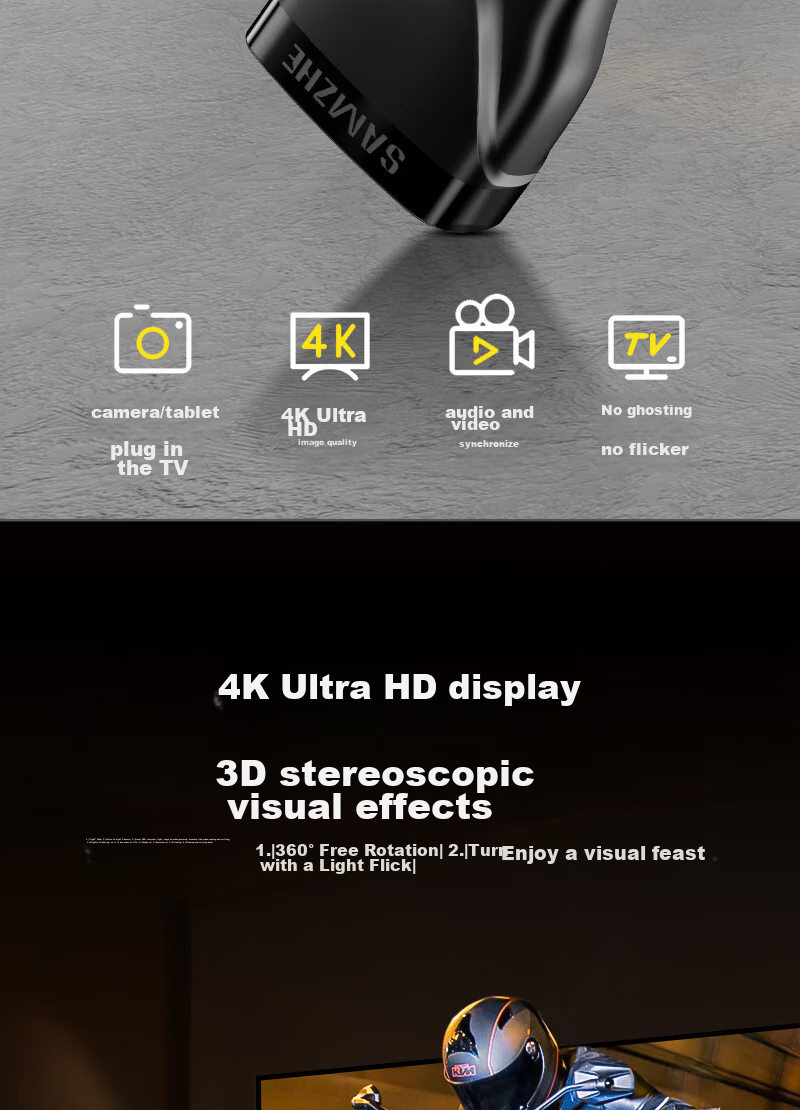 Переходник SAMZHE Mini HDMI на HDMI HFD-03, для подключения планшетов и камер к телевизору или монитору