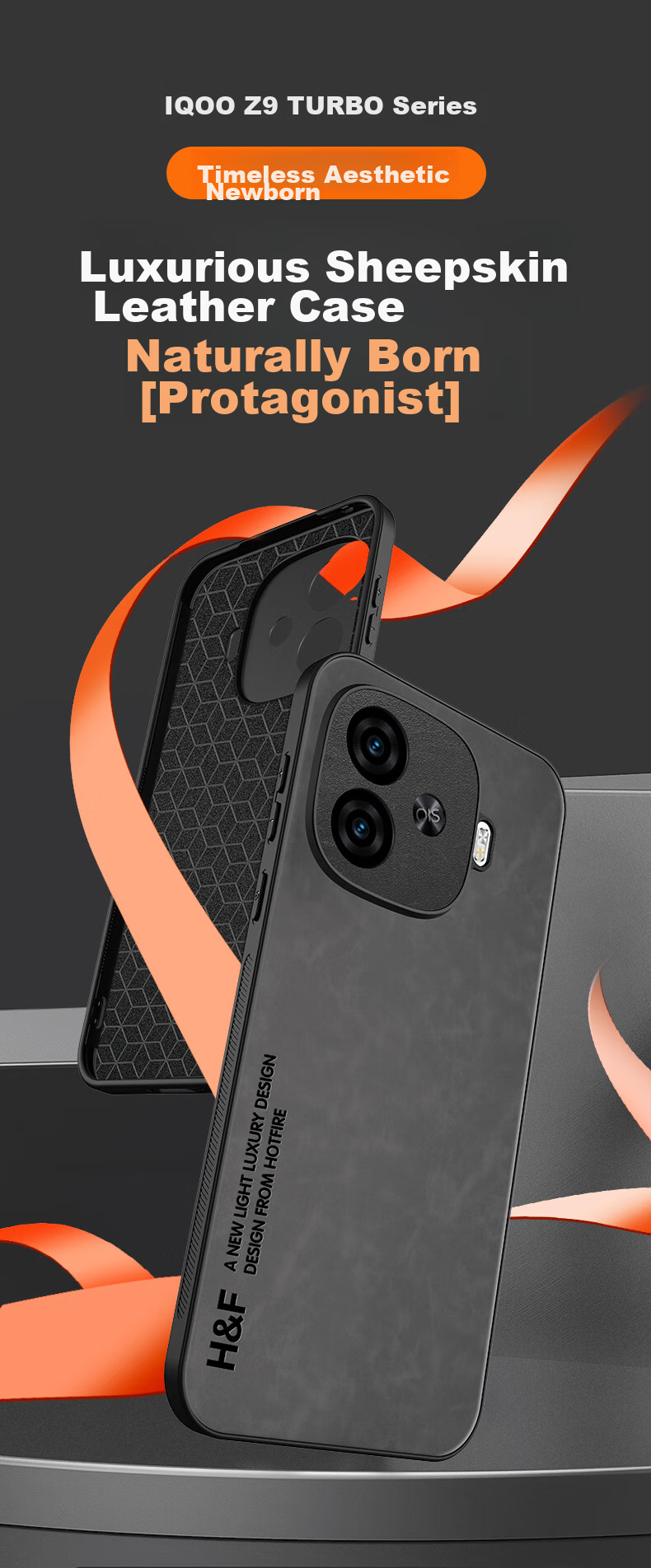 Защитный чехол HotFire для Vivo IQOO Z9 Turbo/iQOO Z9 Turbo+, кожаный, противоударный, простой стиль, черный