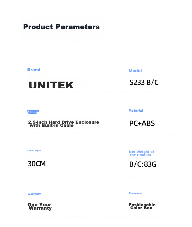 Внешний корпус для жесткого диска UNITEK S233C, 2.5 дюйма, USB 3.0 Type-C, для SSD и HDD