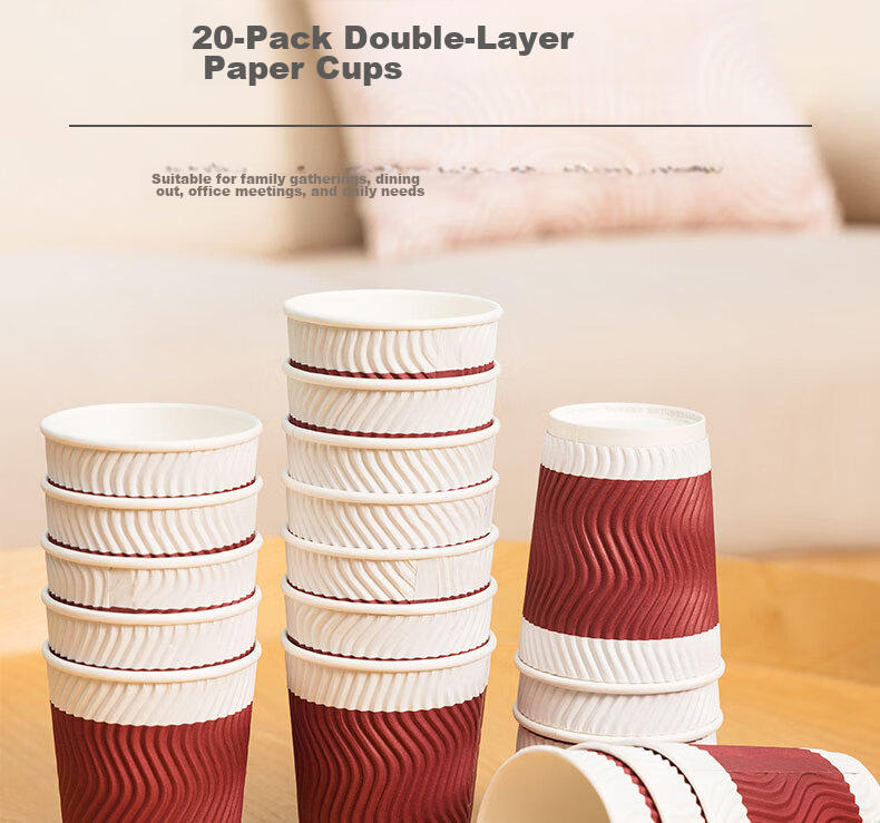 Одноразовые бумажные стаканчики Deli, 228 мл, красные, упаковка 20 шт.