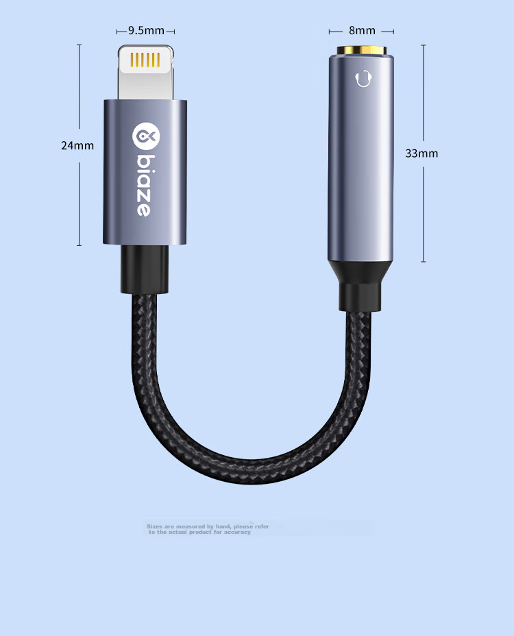 Переходник BIAZE Lightning на 3.5 мм аудио для iPhone с поддержкой микрофона, совместим с iPhone 14/13/12 Pro