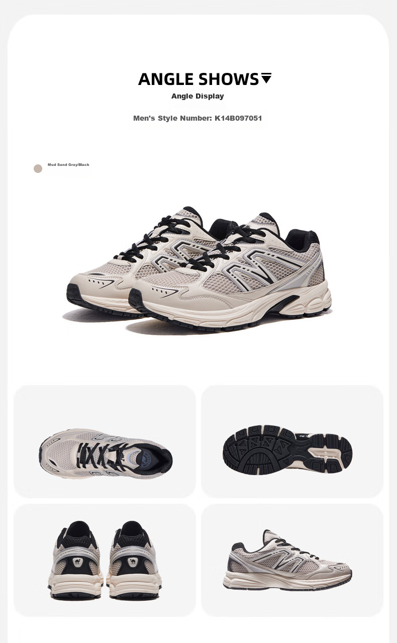 Кроссовки мужские CAMEL Retro Jogging, низкие, на толстой подошве, повседневные, K14B09L7051, серый, размер 44