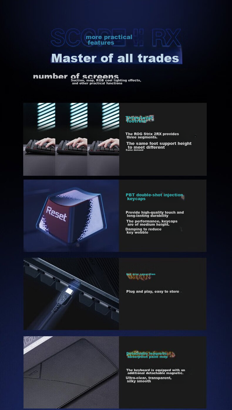 Механическая клавиатура ROG Ranger 2 RX PBT Edition, проводная, игровая, с RGB-подсветкой, черная
