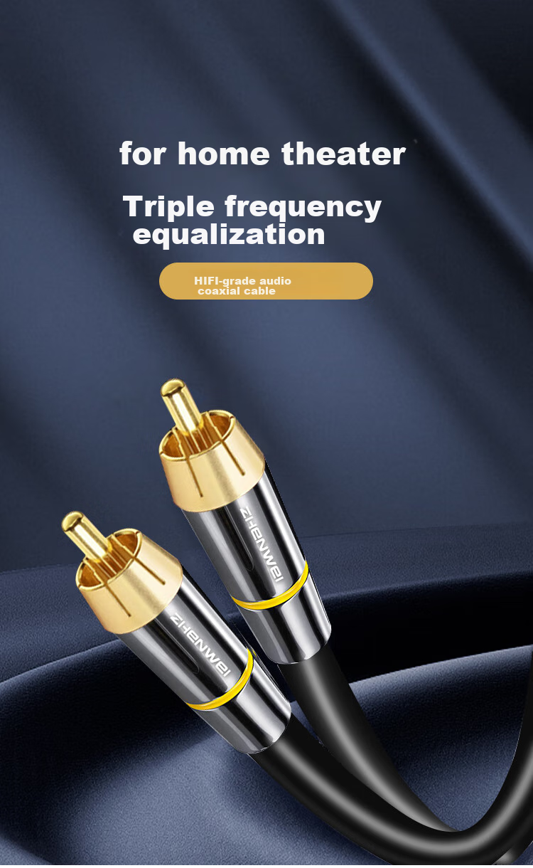 Кабель ZHENWEI RCA Coaxial SPDIF аудио, сабвуферный, класса Hi-End, мама-папа, 5.1-канальный, для подключения ТВ, усилителя, 1 метр