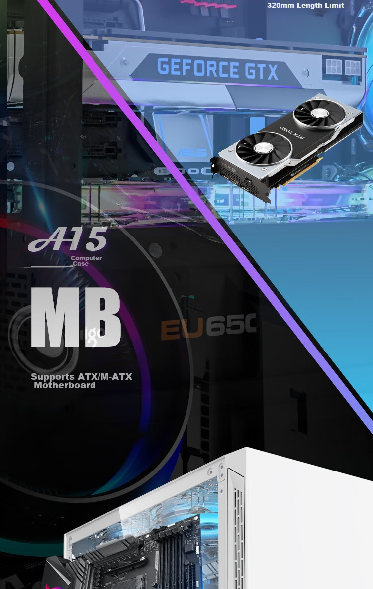 Компьютерный корпус Aigo A15 White, ATX, Mini-ITX, mATX, боковое окно, поддержка ATX, USB 3.0, радиатор 240 мм, широкий корпус