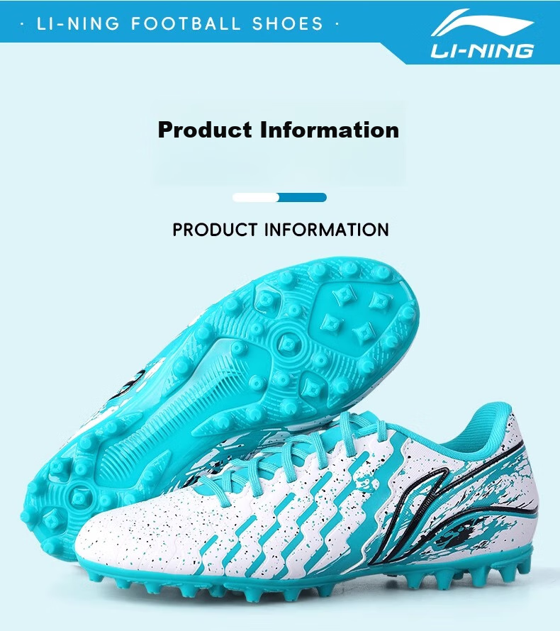 Детские футбольные бутсы Li-Ning MG, для подростков, мальчиков и девочек, нескользящие, износостойкие, профессиональные, зеленые, размер 32