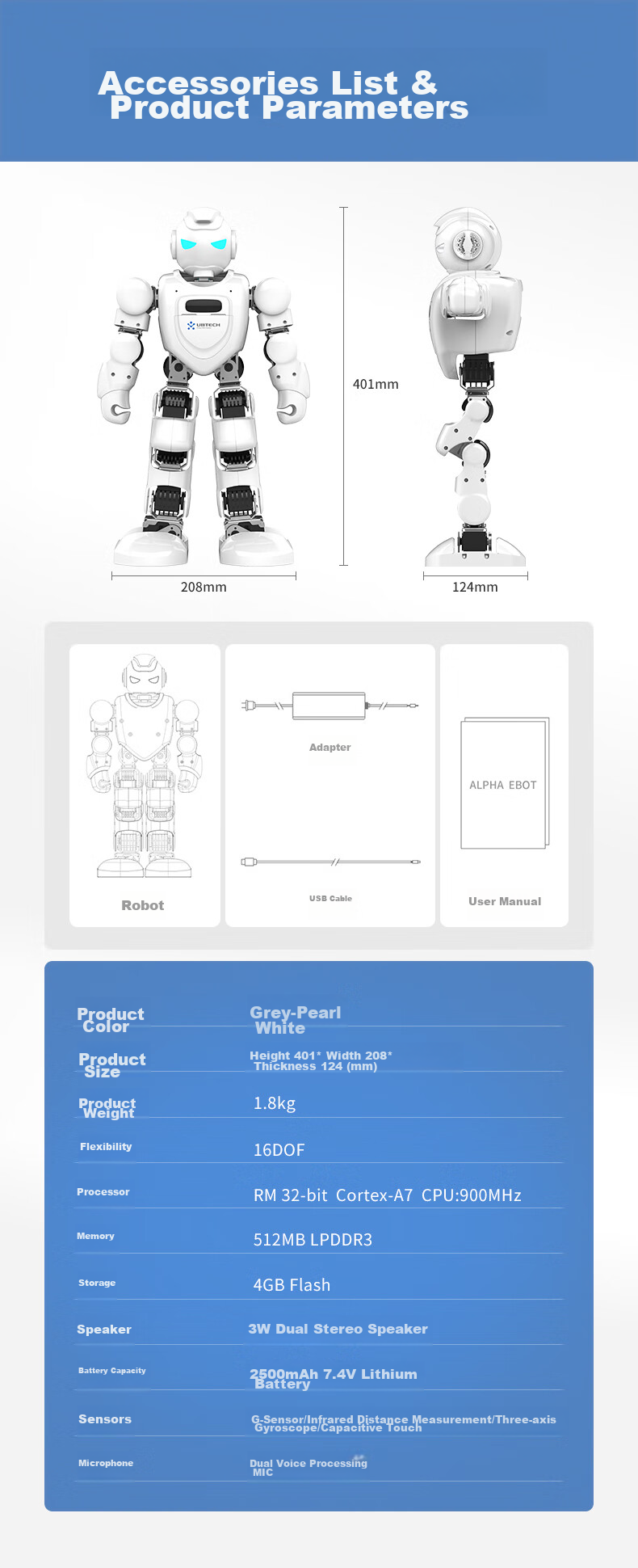 Робот-компаньон UBTECH Alpha Ebot, обучающий, интерактивный, для детей