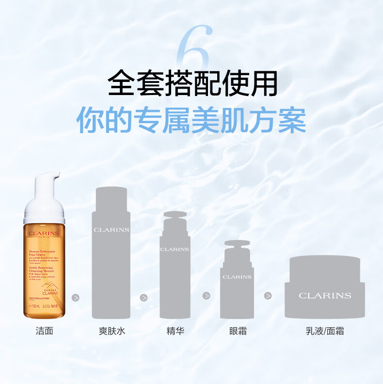 娇韵诗温和焕活泡沫洁面慕丝150ml  氨基酸洗面奶 深层清洁毛孔保湿净颜