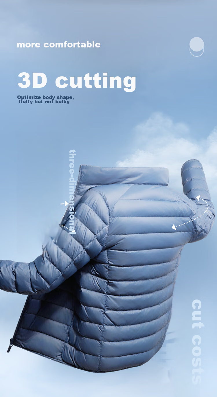 Мужская зимняя куртка JD Original Air Zero Pressure, легкая, с наполнителем из утиного пуха 90%, воротник-стойка, размер L, цвет светло-голубой