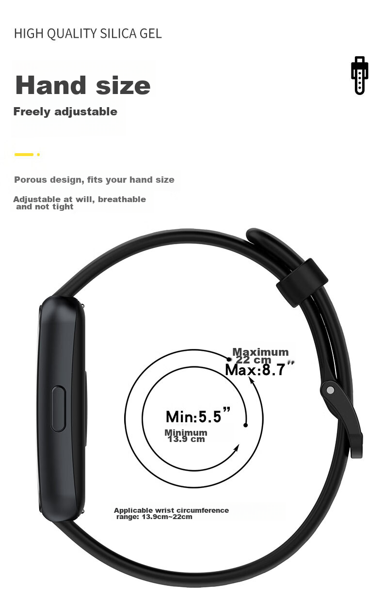 Ремешок KMaxAI для Huawei Band 7, силиконовый, черный