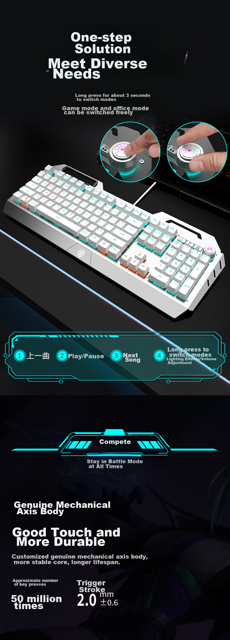 Механическая игровая клавиатура EWEADN TK900 с мышью, проводная, USB, подсветка, черная