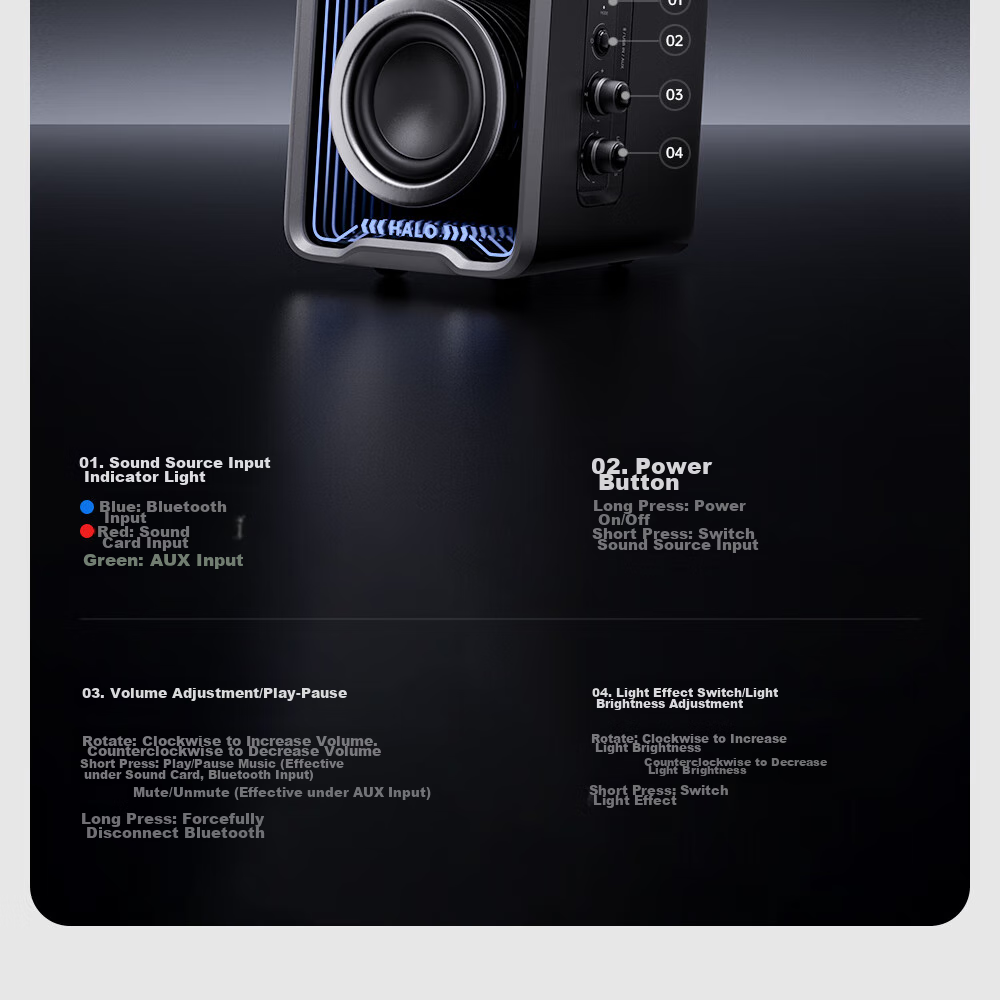 Портативная колонка Edifier Halo 2.0 SE, Bluetooth, USB, AUX, с подсветкой, белая