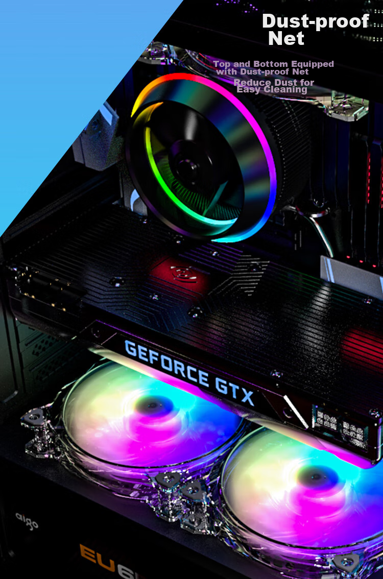 Корпус для настольного компьютера Aigo A15, черный, ATX, mATX, Mini-ITX, с окном