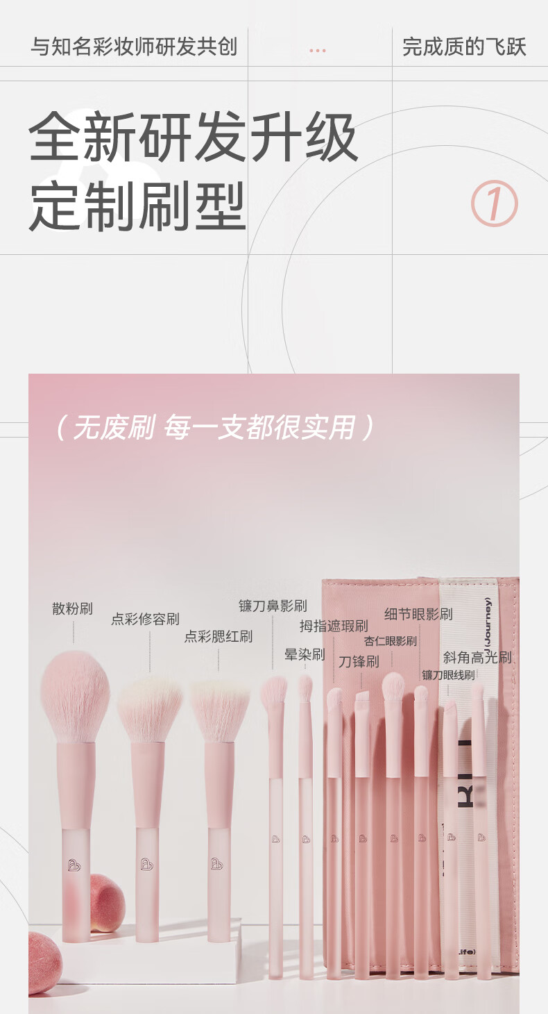 标记（BLJ）11支化妆刷套装粉底腮红眼影修容遮瑕唇散粉眉刷初学者工具刷子全