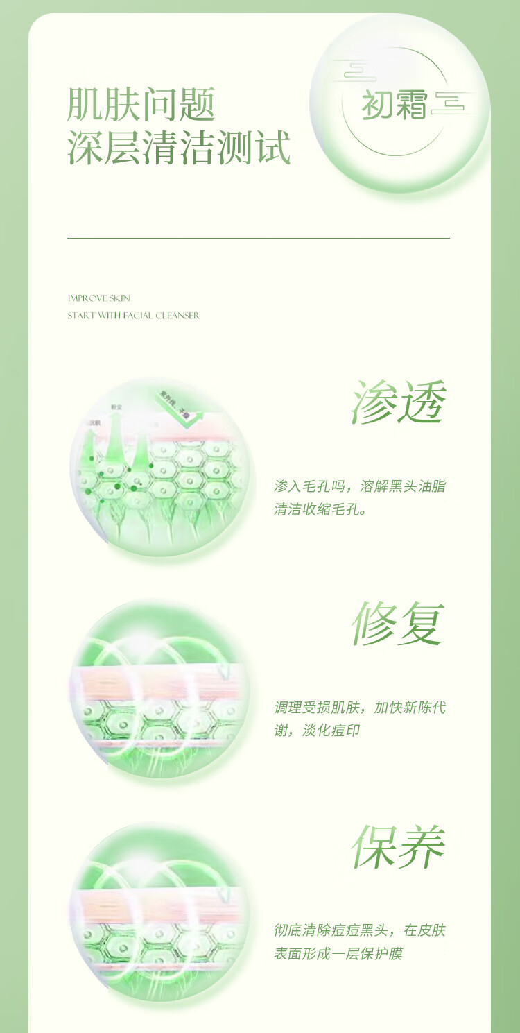 初霜【净痘控油除螨率＞99%】氨基酸深层清洁面乳去角质粉刺洗面奶女 银色装【温和配方.敏感肌适用】 每瓶180g ( 控油除螨率达99% )