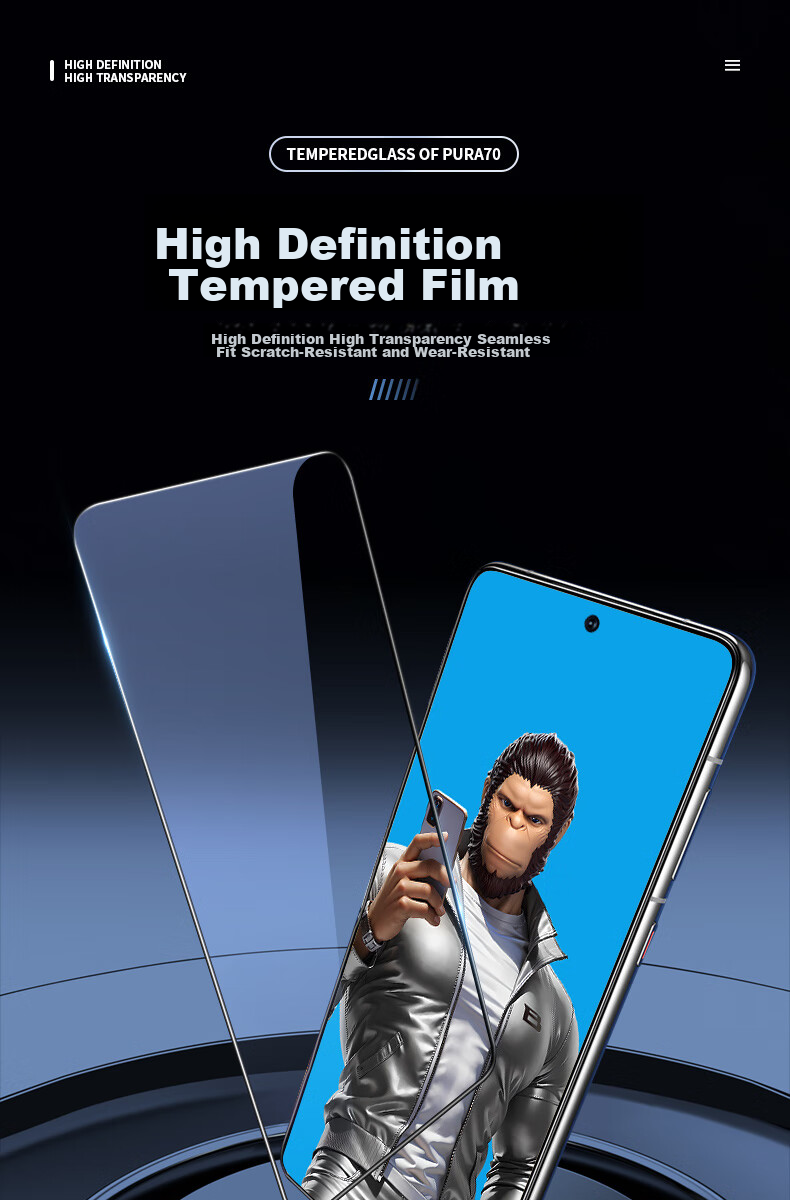 Защитное стекло BLUEO для Huawei Pura70/80, OPPO FindX8, противоударное, антибликовое, HD прозрачное, закаленное стекло