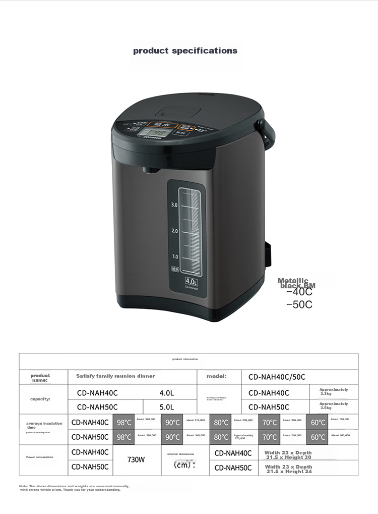 Электрический чайник ZO JIRUSHI CD-NAH50C, 5 л, микрокомпьютерное управление, 5 температурных режимов, импорт из Японии, цвет черный