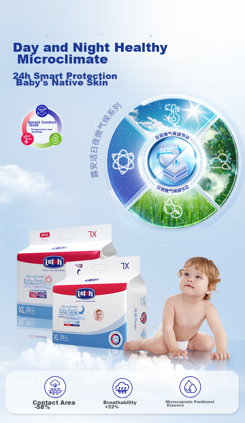 Подгузники-трусики Lelch Anmin Microclimate Series для новорожденных, размер XL, 30 шт. (12-17 кг)