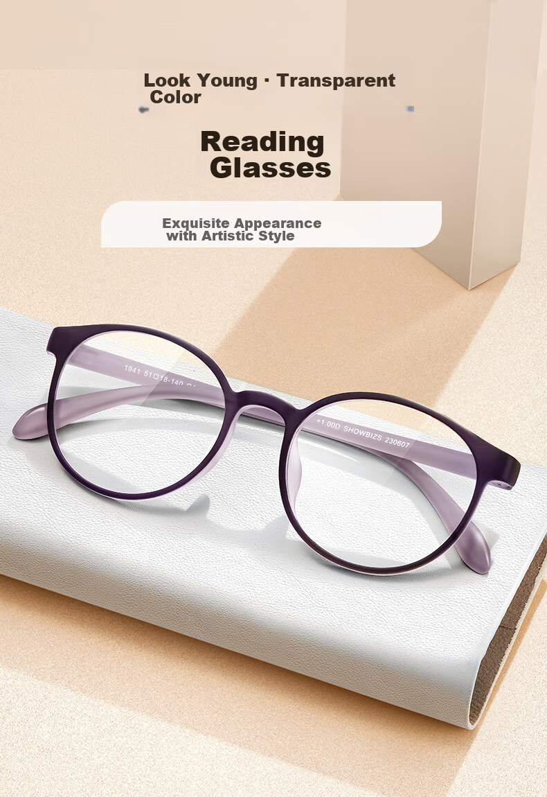 Очки для чтения SHOWBIZS с защитой от синего света для мужчин и женщин среднего и пожилого возраста, удобные элегантные пресбиопические очки 1941, фиолетовые, 150 градусов