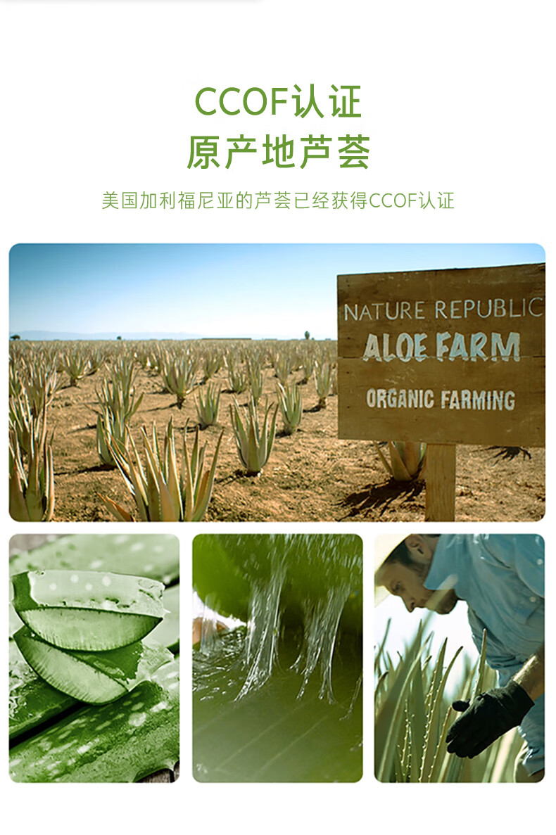 自然乐园（Nature Republic）芦荟胶保湿凝胶舒缓补水保湿芦荟膏舒缓面霜300ml*2