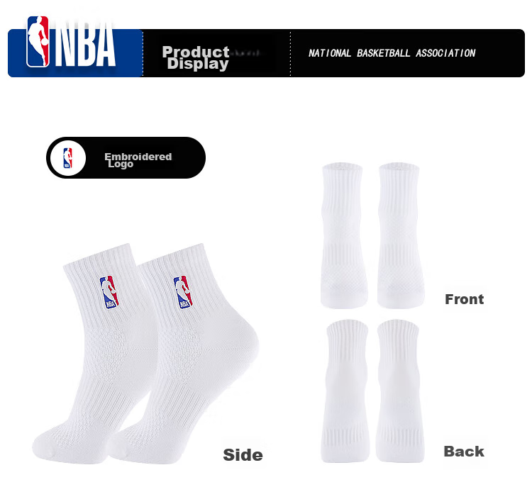 Мужские повседневные спортивные носки NBA, летние, с сетчатой ​​дышащей хлопковой тканью, для тренировок, бега, баскетбола, 6 пар, белый