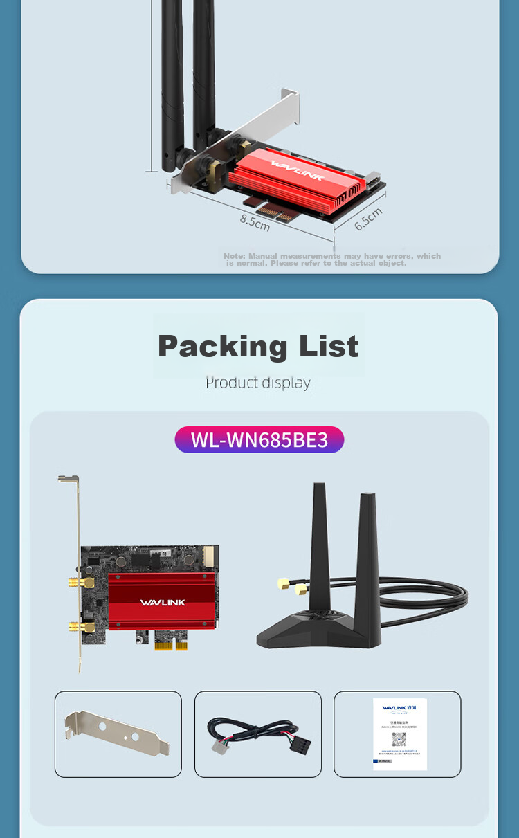 Сетевая карта Wavlink Intel BE200 WiFi 7, PCI-E, Bluetooth 5.4, 8774 Мбит/с