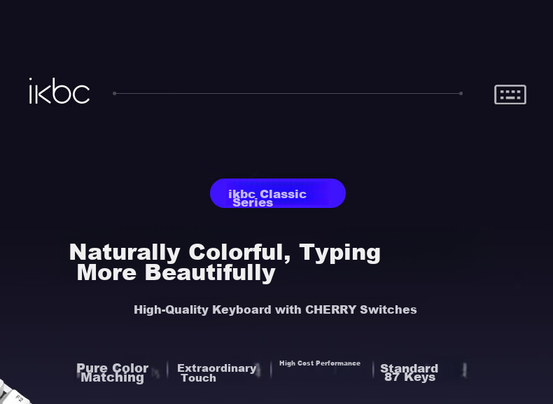 Механическая клавиатура Ikbc C87, проводная, 87 клавиш, Cherry MX White Brown