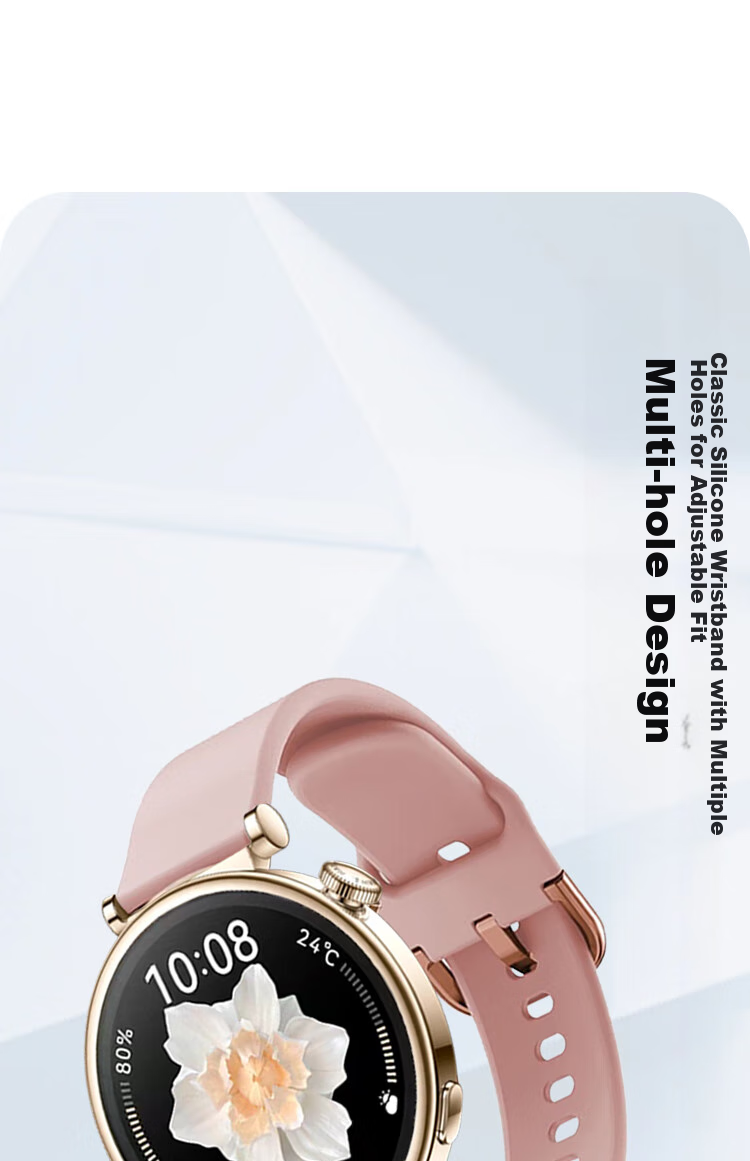 Ремешок ESCASЕ из силикона для Huawei Watch 5, GT4, 18 мм, молочный розовый