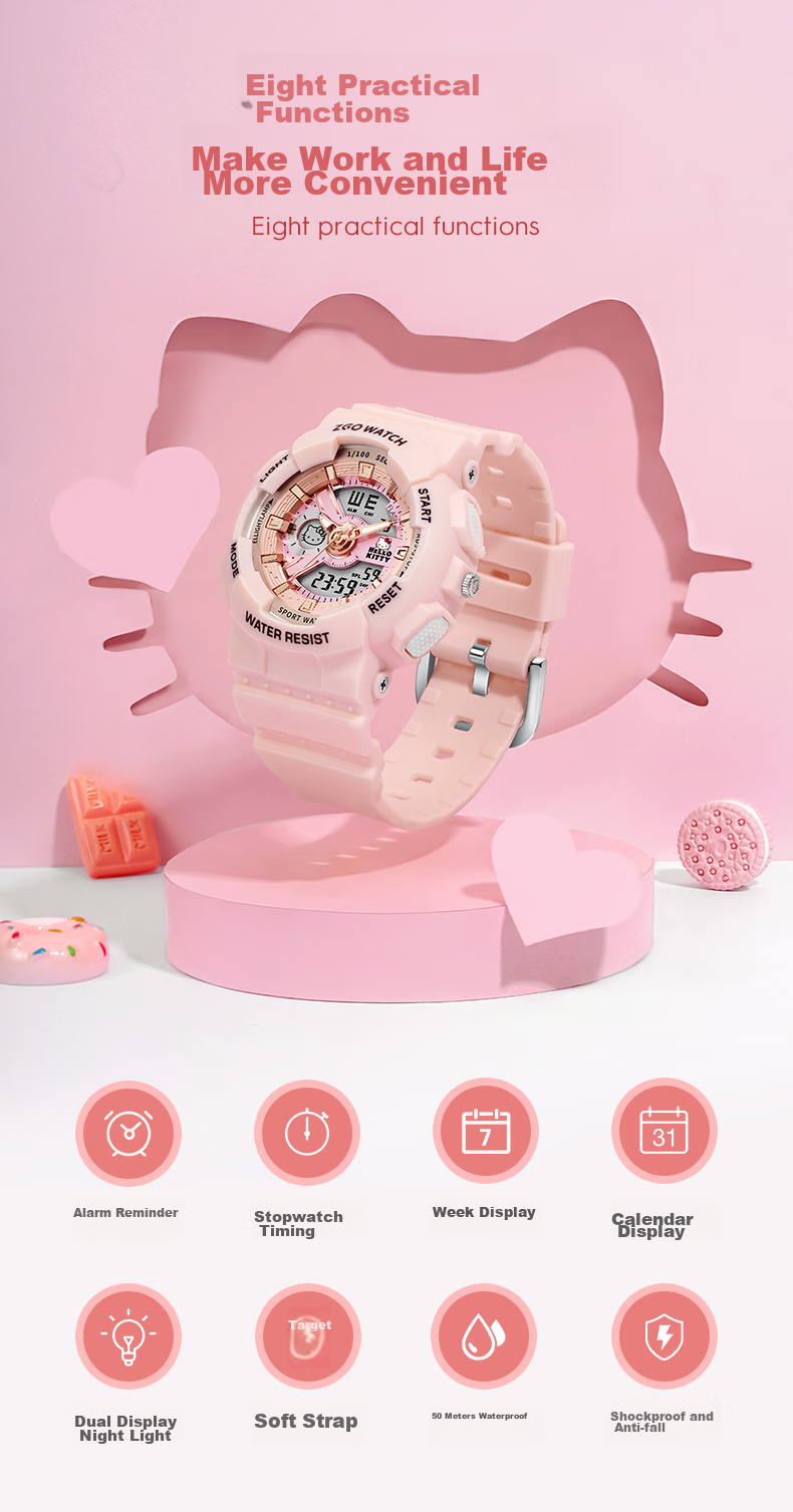 Детские спортивные цифровые часы ZGO X Sanrio 8511 "Цветок вишни"
