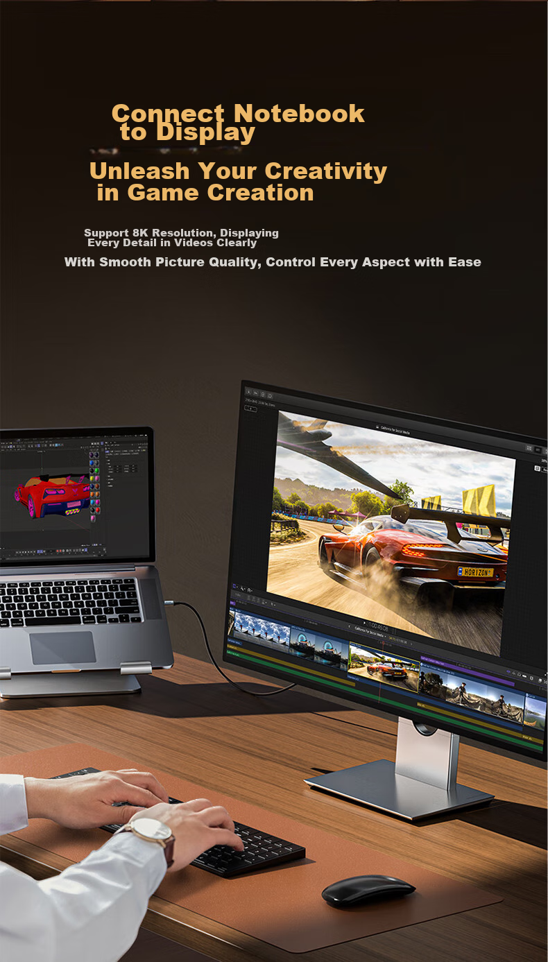 Кабель SAMZHE Type-C - DP 1.4, Thunderbolt 4/5, USB-C адаптер, 8K60/2K360Hz, 1.5 метра