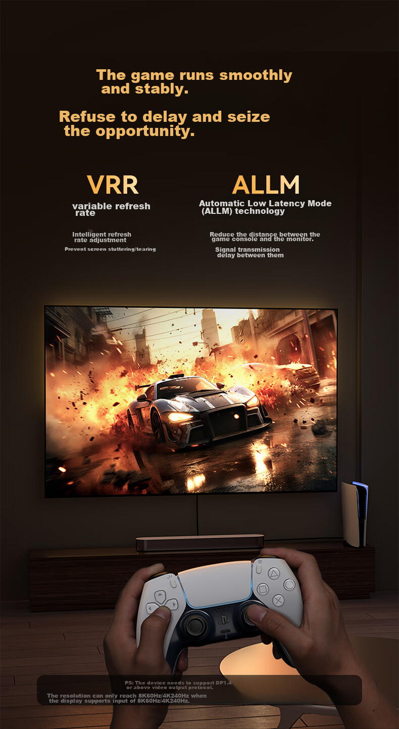 Адаптер-кабель SAMZHE DP 1.4 на Type-C, двунаправленный, Thunderbolt 4/5, 8K60/4K240Hz, для Apple ноутбуков и телефонов, HZ15