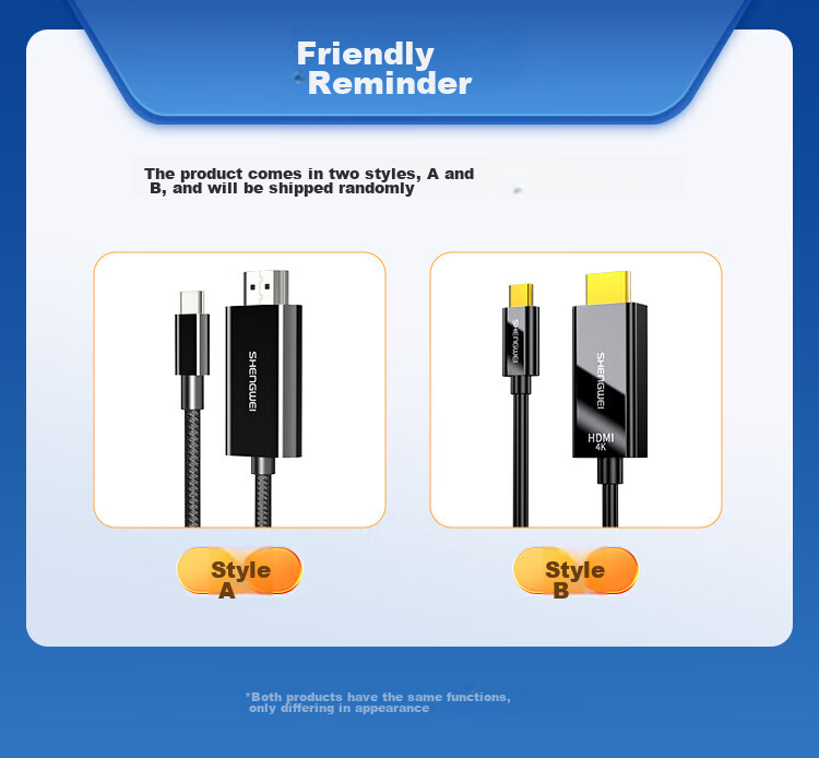 Кабель Shengwei Type-C - HDMI, адаптер 4K для Apple 16/15 Huawei P60, подключение ноутбука/телефона к монитору/телевизору, 1.8 метра, ACH1018G