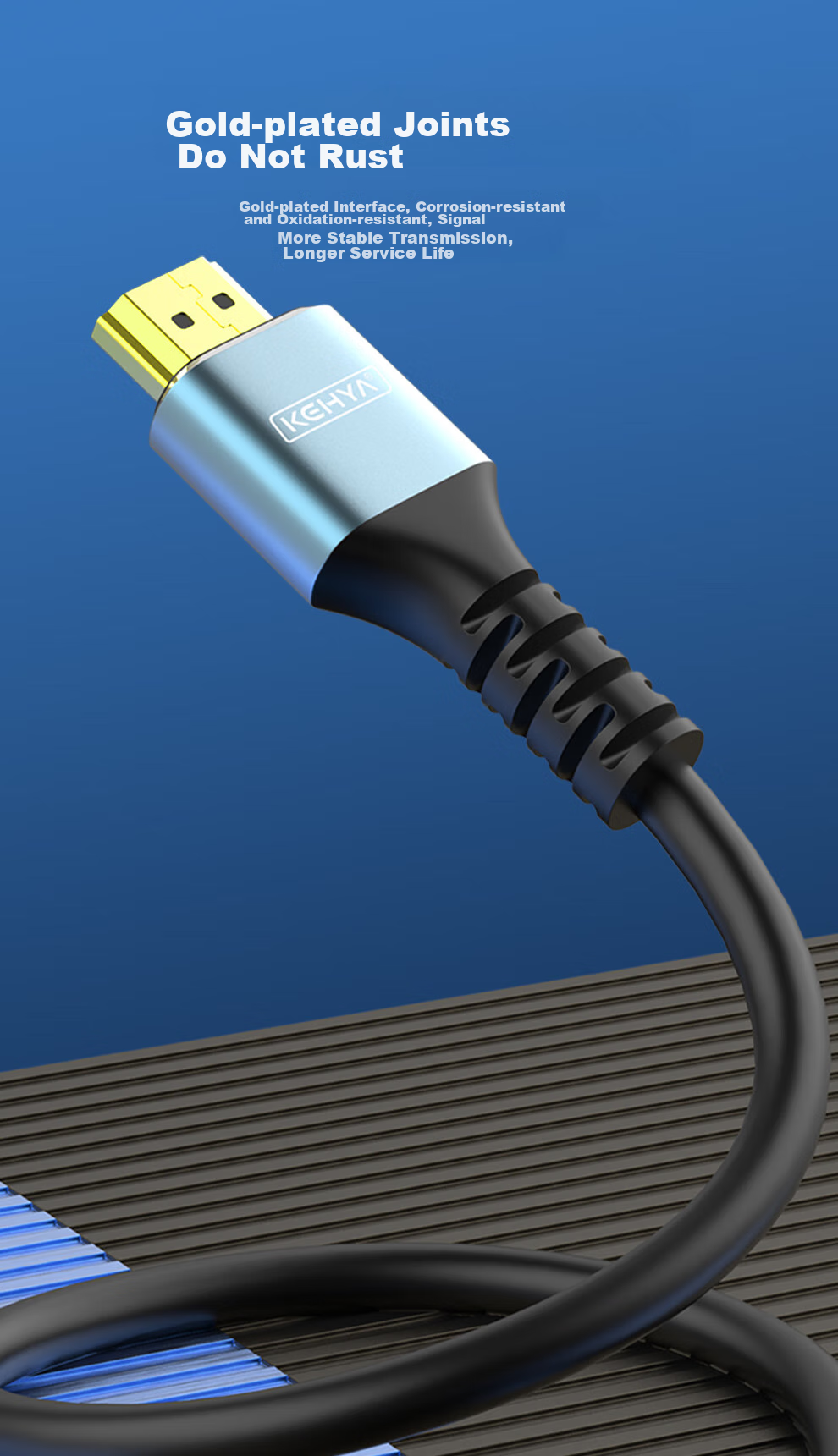 Кабель HDMI Keya версии 2.1, 8K 60Hz, для подключения ноутбука, ТВ-приставки к телевизору, монитору, проектору, 2 метра