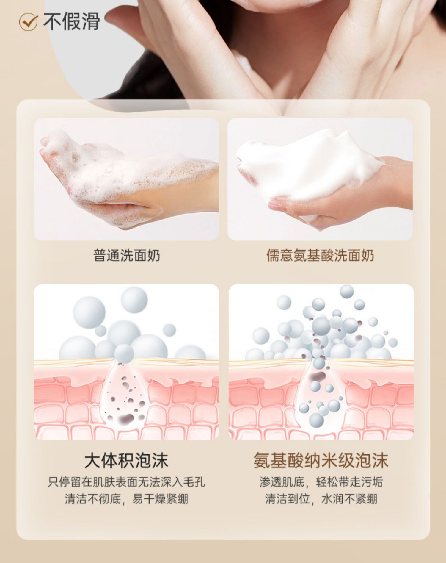 RUYI儒意氨基酸洗面奶500g （深层清洁控油洁面乳 去角质敏感肌男女适用）