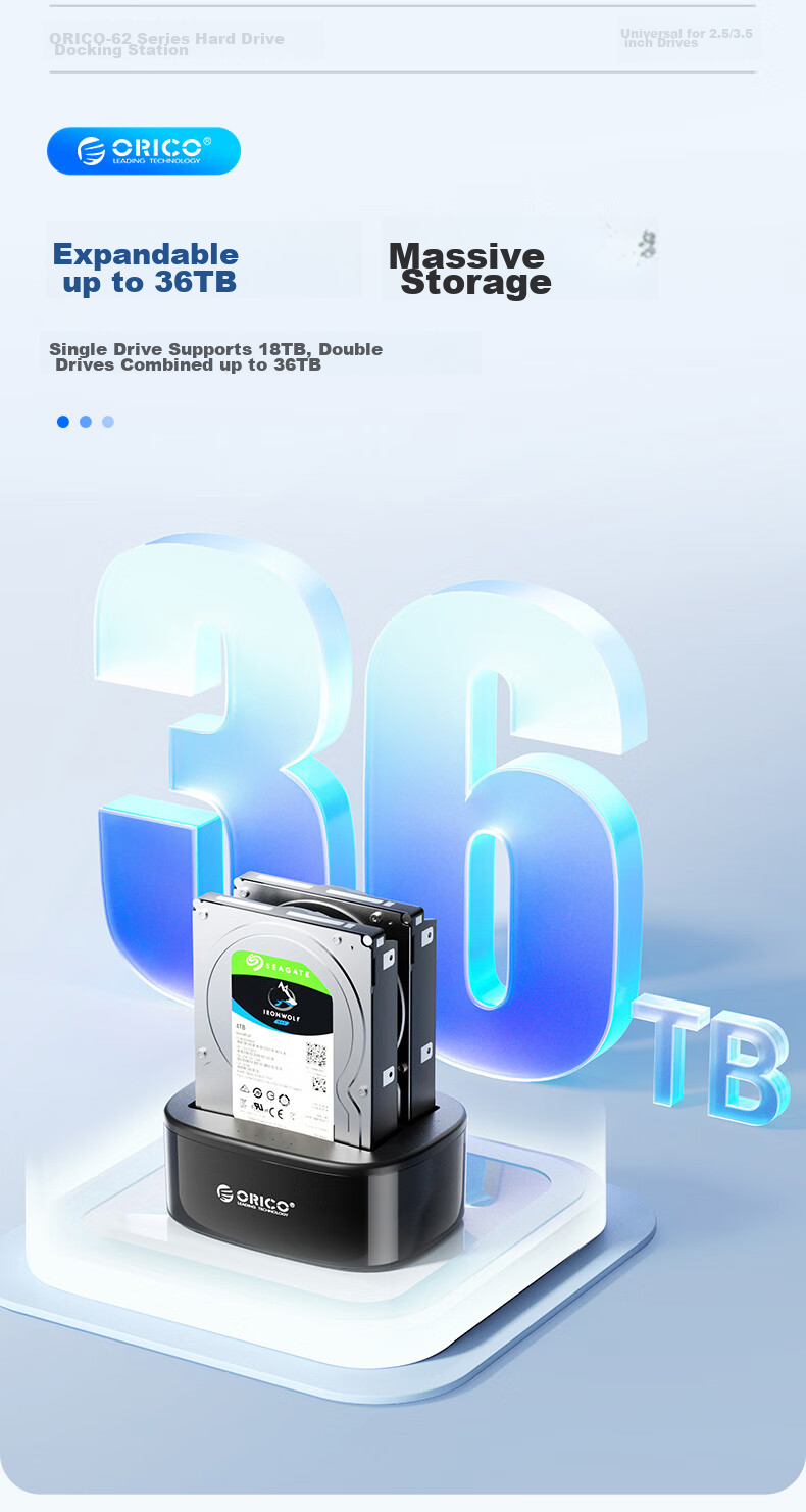 Внешний корпус для жесткого диска ORICO 6228US3, 3.5/2.5 дюйма SATA, USB 3.0, черный