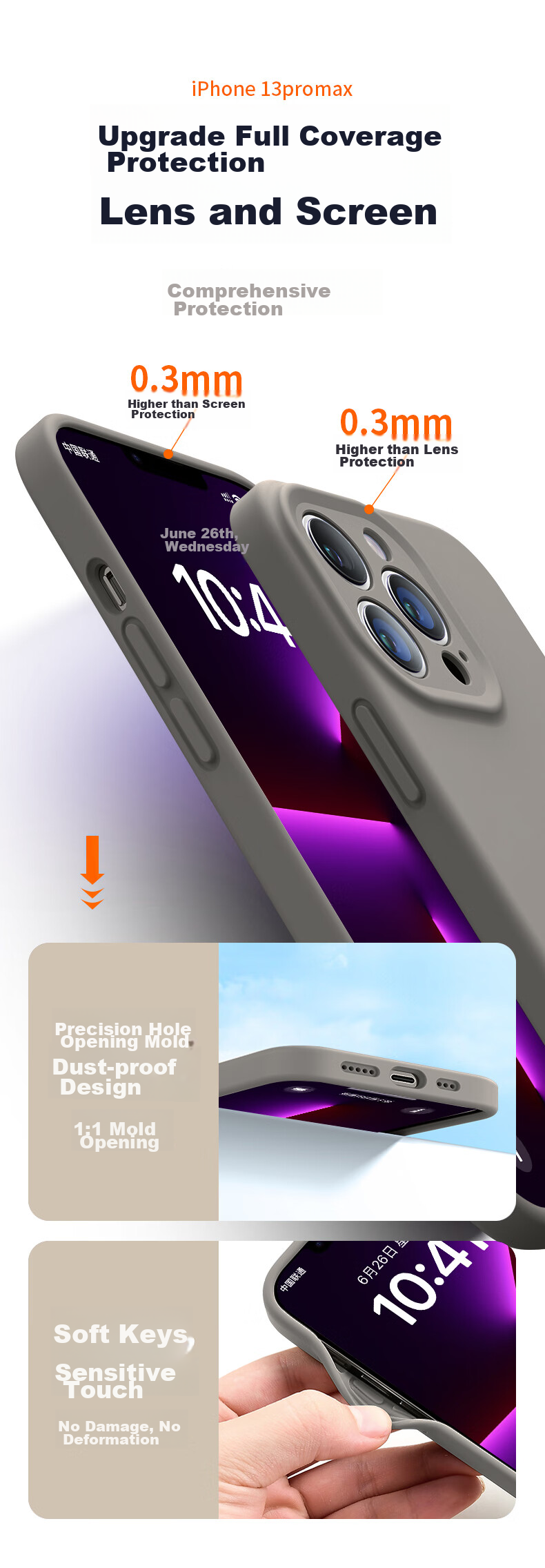 Чехол NEYAA для iPhone 13 Pro Max, силиконовый, противоударный, тонкий, с защитой камеры, золотой