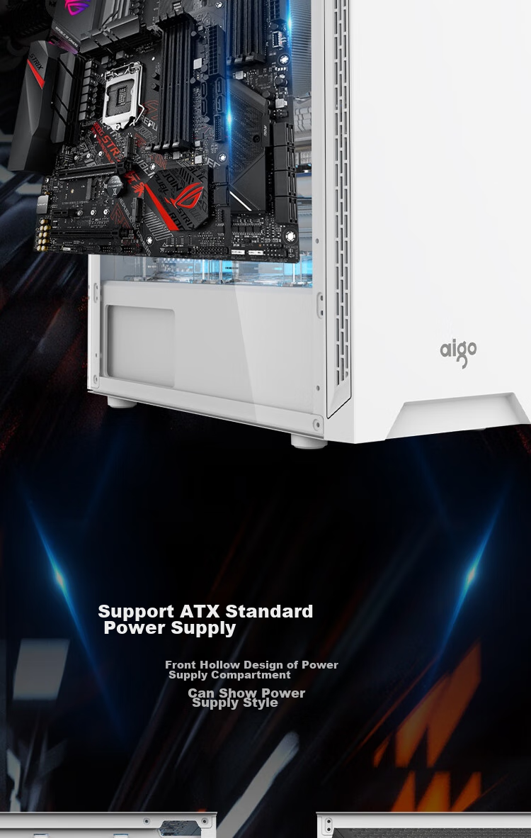 Компьютерный корпус Aigo A15 White, ATX, Mini-ITX, mATX, боковое окно, поддержка ATX, USB 3.0, радиатор 240 мм, широкий корпус