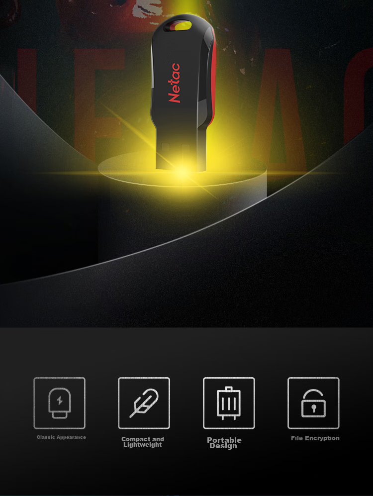 USB-накопитель Netac U196 32GB USB 2.0, черный/красный
