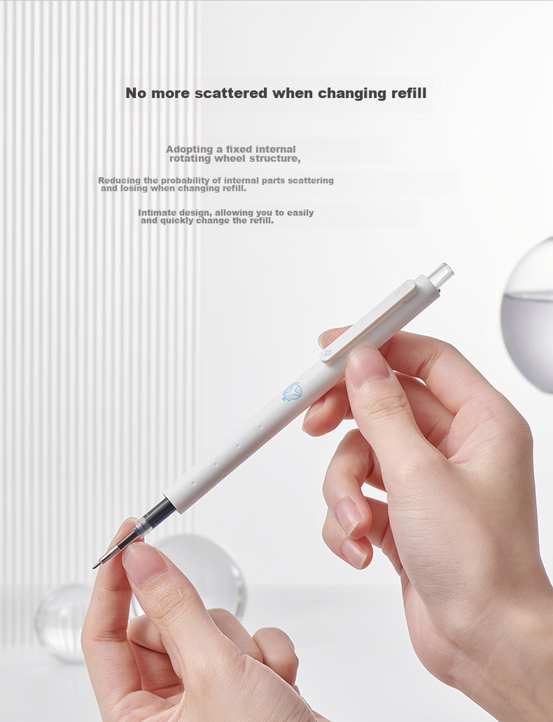 Ручка гелевая KACO Jingdian Subject Retractable Gel Pen, стильная, 0.5 мм, черная, для экзаменов и письма, 4 шт. в коробке