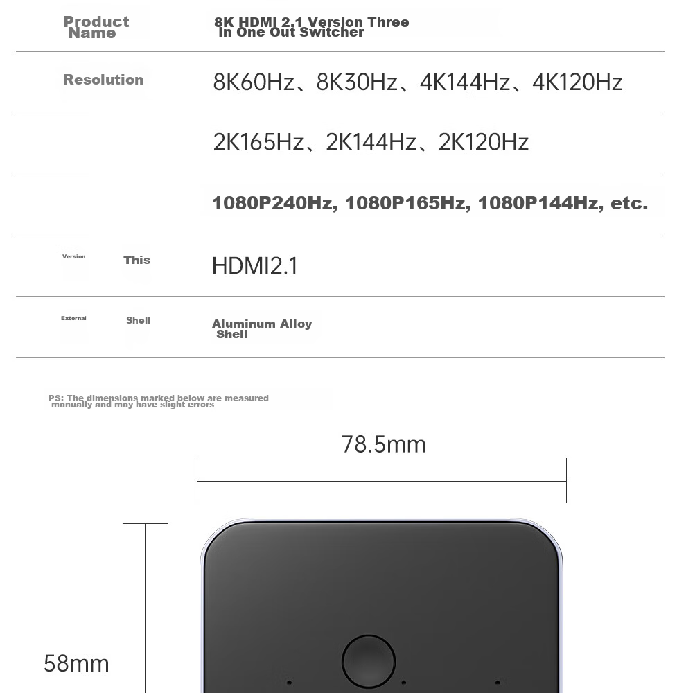 HDMI 2.1 свитчер ULT-unite 3 входа 1 выход, 8K, 4K, 1080P, HDR, 3D