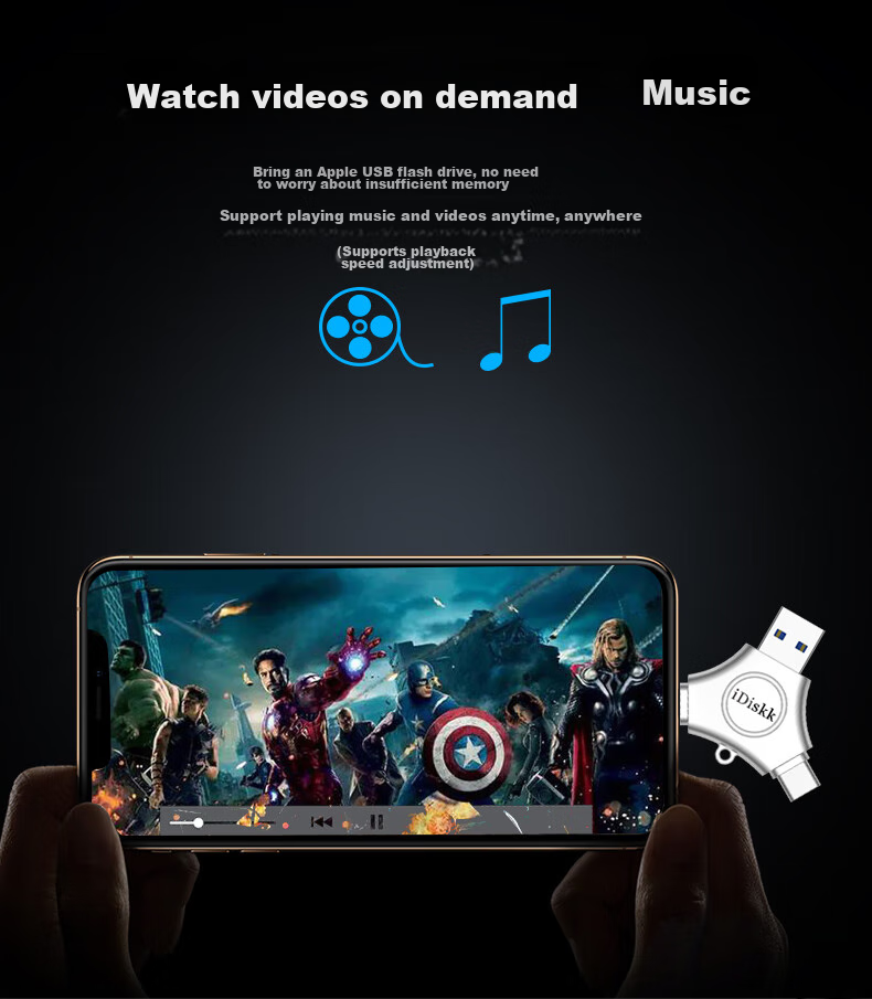 iDiskk 128GB MFi Certified USB Type-C флеш-накопитель для iPhone, Android, Apple