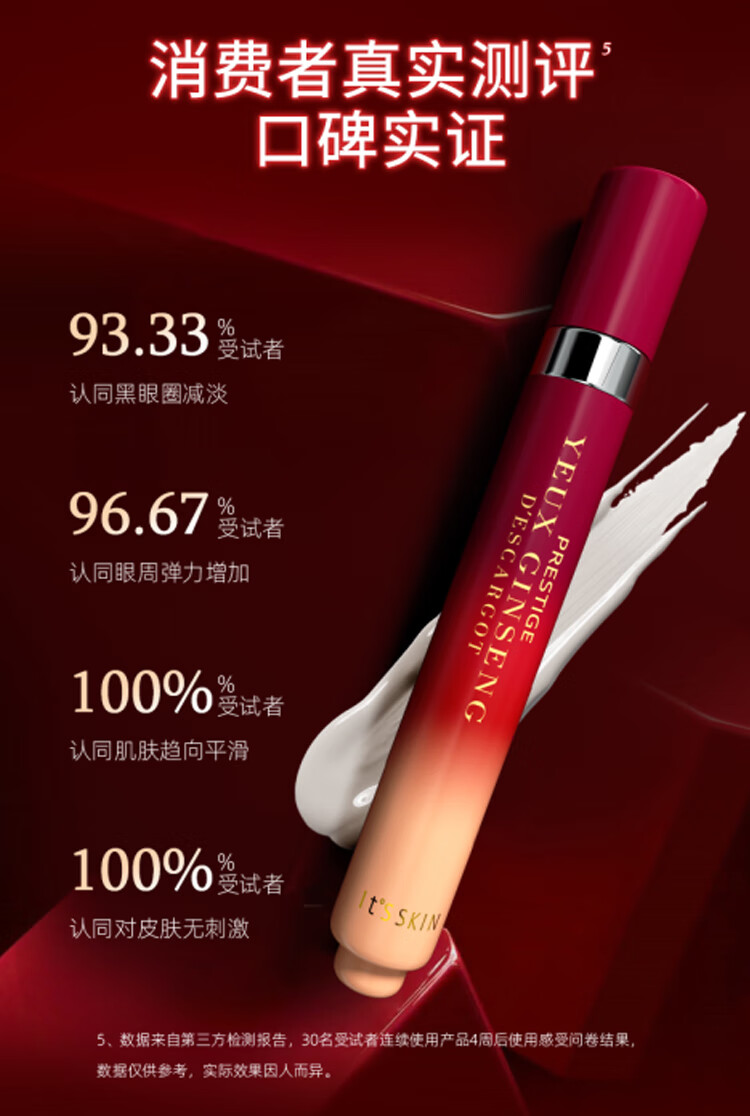伊思（it‘s skin）红参滚珠眼霜套装15ml*2 淡化细纹黑眼圈眼袋紧致眼周护肤品礼物