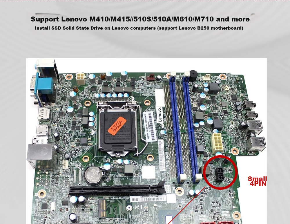 Кабель питания BURLEFRAN Small 6-Pin to SATA для жестких дисков, совместимый с компьютерами Lenovo, Dell, один к одному для подключения жесткого диска