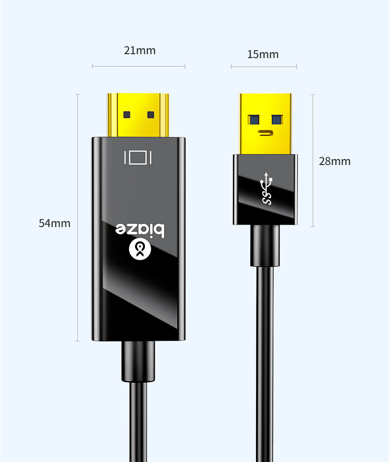Кабель BIAZE USB 3.0 на HDMI, внешний видеоадаптер для ноутбука, компьютера, телевизора, проектора, 1 метр