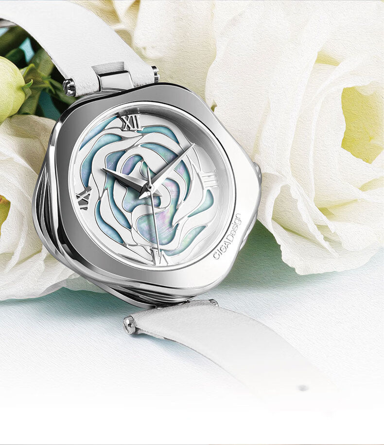 Женские часы CIGA Design R Series Danish Rose, механические, автоматические, с сапфировым стеклом, водонепроницаемые (3 АТМ), серебристый циферблат, квадратный корпус, кожаный ремешок, женские
